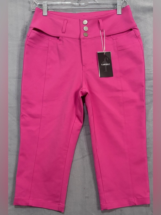Flamingals Denim - Flamingals Pink High Waist Capri Pants NWT Hip Cutout Skinny Crop Hot Pink M